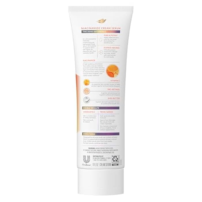 Dove Body Cream Serum Niacinamide + Even Tone for Dark Spots and Uneven Tone with Vitamin C, Pro-Retinol and Shea Butter Lotion, 8 oz - Image 2